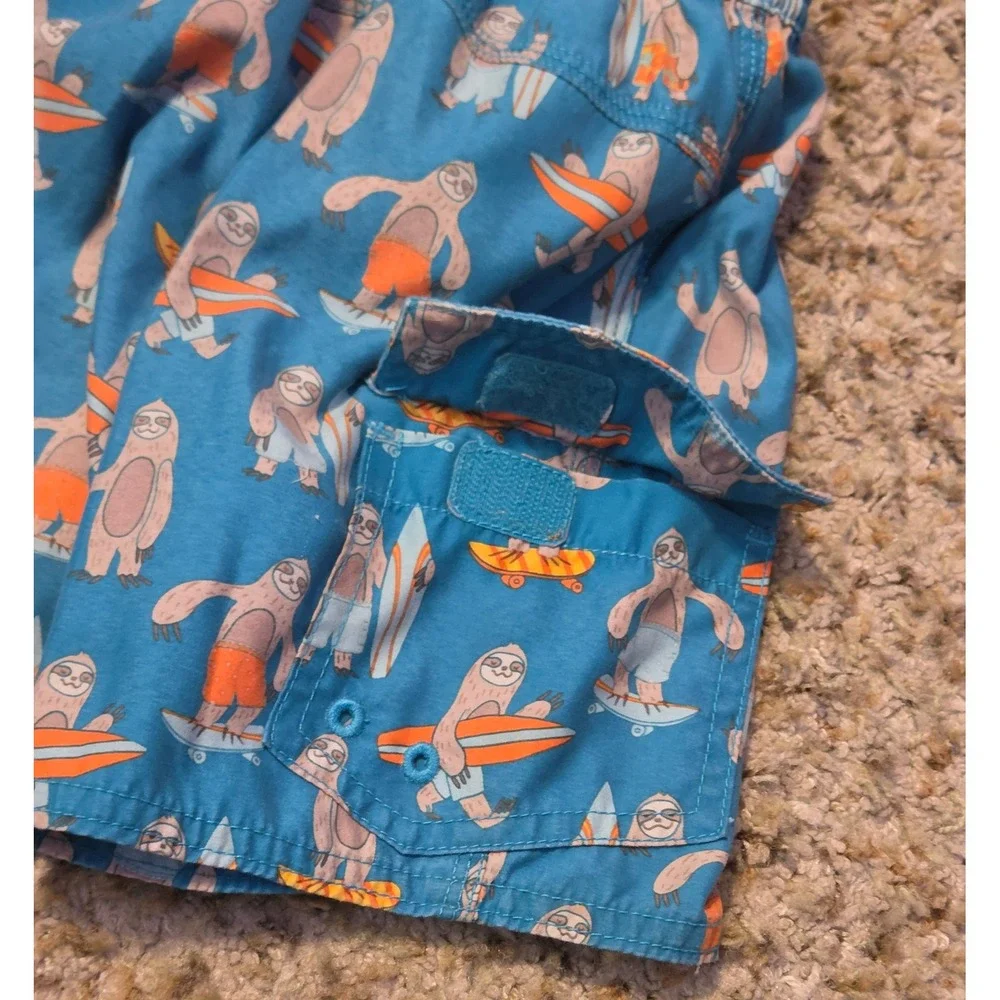 L.L. Bean Sloth‎ Surfboard Print Swim Trunks Youth Size 3T Multicolor